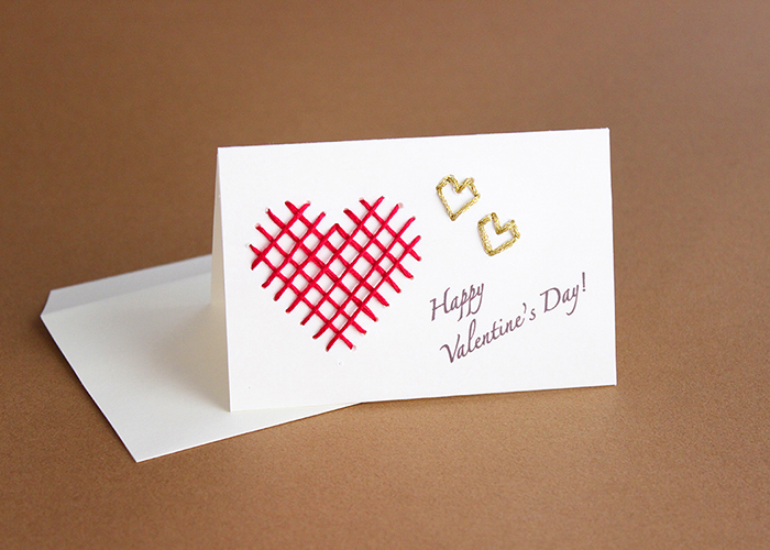 刺繍でつくるバレンタインカード くふうのたまご